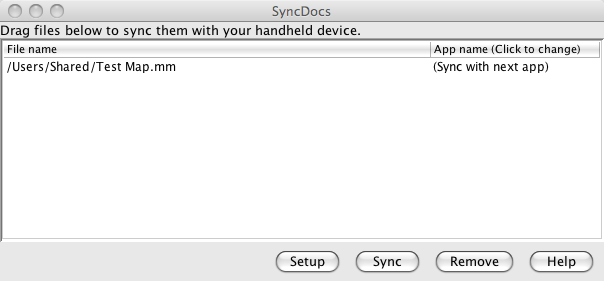 Screenshot of Sync Docs on Mac OS X